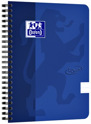 Cahier à spirale Oxford Touch A5 ligné 140 pages 80g bleu