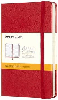 Carnet de notes Moleskine Pocket 90x140mm ligné rigide rouge