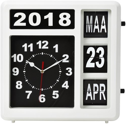 Horloge murale Perel Flipover 31cm noir/blanc