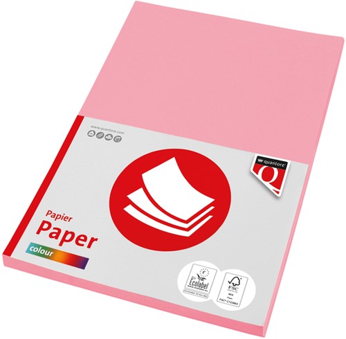 Papier copieur Quantore Colour A4 80g rose clair 100 feuilles