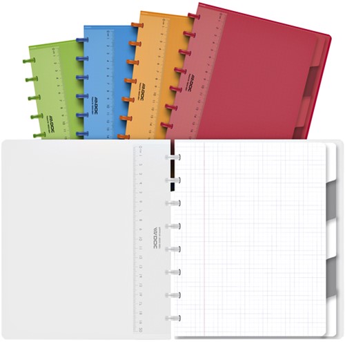 Cahier ADOC A5 carreau 5x5mm 144 pages 90g 5 intercalaires assorti