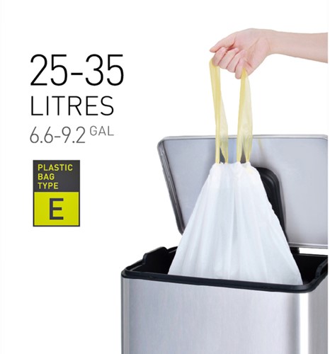 Sac poubelle EKO MDPE type E avec lien coulissant 25-35L 55x70cm blanc 12 pièces