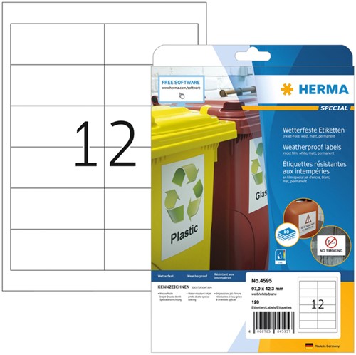 Etiket HERMA 4595 97x42.3mm folie wit