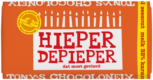 Chocolade Tony's Chocolonely melk karamel zeezout hieper de pieper reep 180gr