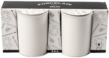 Mug Creotime porcelaine blanc set 2 pièces