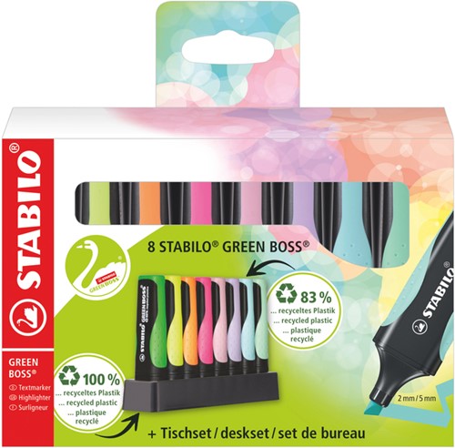 Surligneur STABILO GREEN BOSS 6070/8 pastel assorti 8 pièces