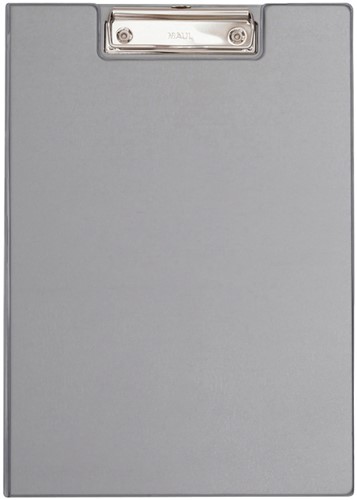 Porte-bloc à rabat Maul A4 portrait avec boucle-stylo PVC gris argenté