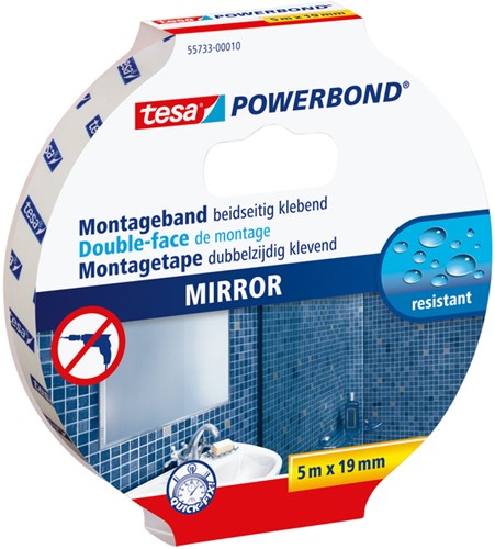 Ruban de montage tesa® Powerbond Miroir double face 5mx19mm blanc