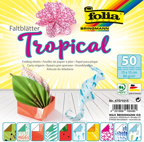 Feuilles de pliage Folia double-face Tropical 15x15cm 50 feuilles