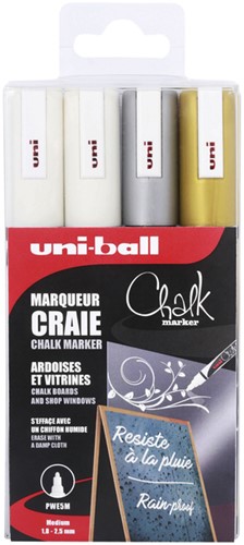 Marqueur craie Uni-ball Chalk ogive 1,8-2,5mm assorti set 4 pièces