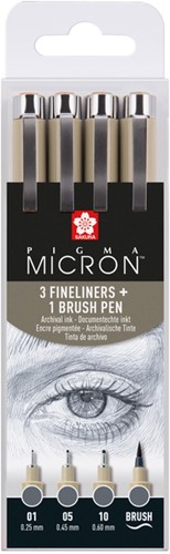 Fineliner Sakura Pigma Micron gris froid set 4 tailles