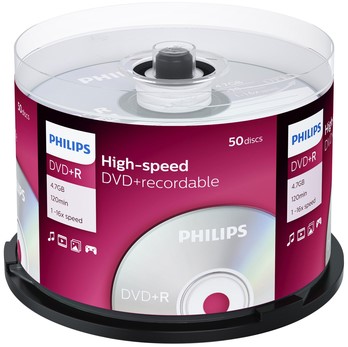 DVD+R Philips 4.7GB 16x SP 50 stuks