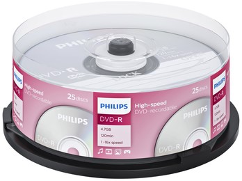 DVD-R Philips 4.7GB 16x Spindel 25 pièces