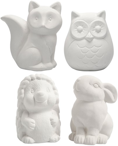 Tirelire animaux Creotime terre cuite blanche set 4 pièces assorti