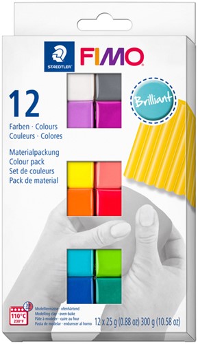 Pâte à modeler Fimo Soft Colour Pack 12 couleurs brillantes