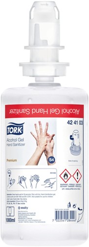 Gel mains Tork S4 424103 80% alcool non parfumé 1000ml