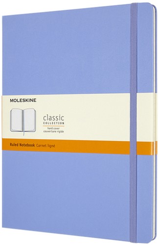 Carnet Moleskine XL 190x250mm ligné couverture rigide bleu hortensia