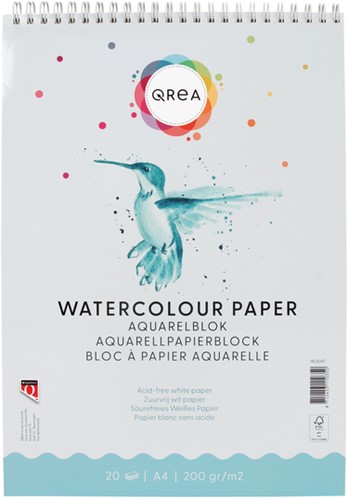 Bloc aquarelle Qrea A4 20 feuilles 200g spirale