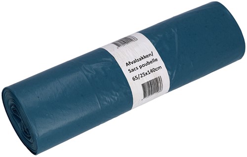 Afvalzak Cleaninq 65/25x140cm LDPE recycled T70 240L blauw rol à 10 stuks