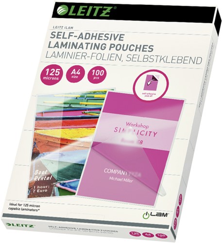 Pochette de plastification Leitz iLAM A4 autocollant 2x 125micron EVA 100 pièces