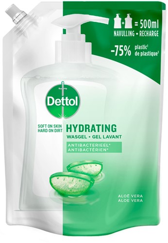 Savon mains Dettol Hydrating Aloe Vera antibactérien 500ml recharge No-Touch