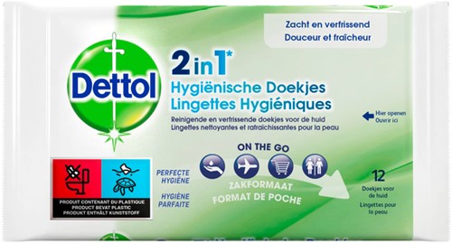 Lingettes hygiéniques Dettol Wipes 2-en-1 12 pièces