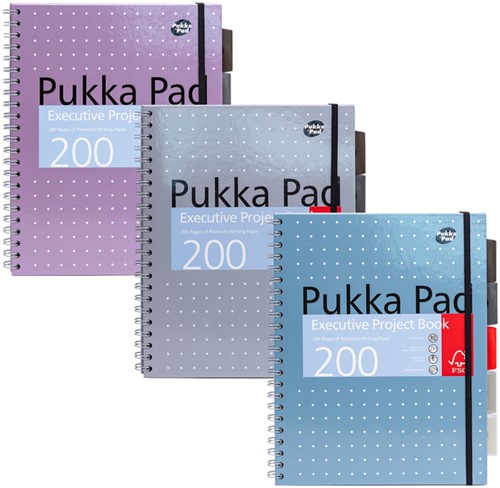 Carnet de projets Pukka Pad Metallic Executive A4 ligné 5 intercalaires 200 pages 80g assorti