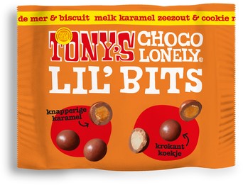 Chocolat tony's Chocoleny Lil'Bits caramel salé & biscuit mix 40g