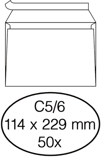 Enveloppe Quantore C5/6 114x229mm autocollante blanc 50 pièces