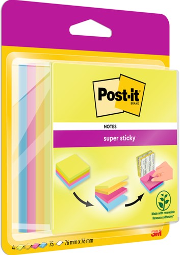 Bloc-mémos  Post-it 2014 Super Sticky 76x76mm cube smart Rio 300 feuilles