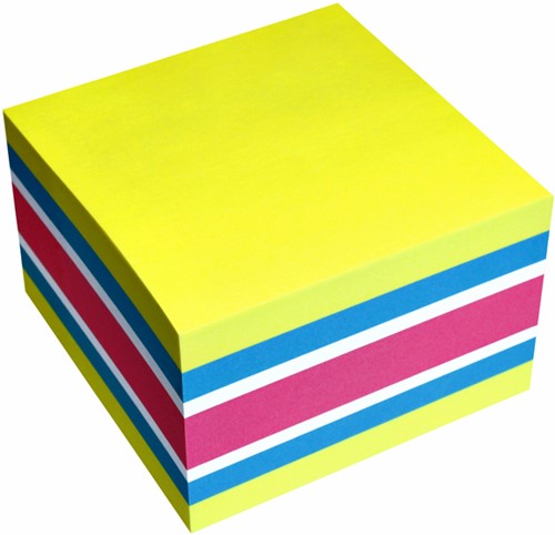 Bloc cube Info Notes 75x75mm néon assorti 450 feuillets