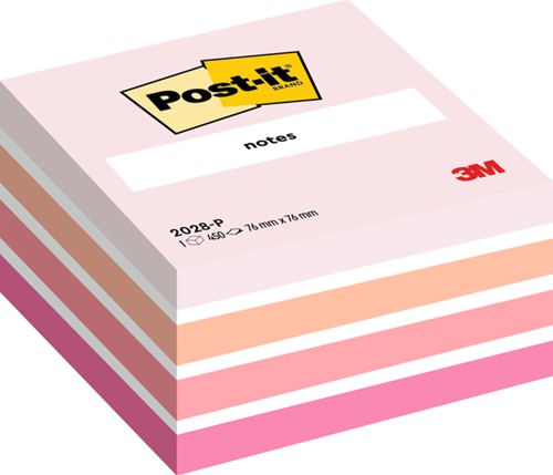 Memoblok Post-it 2028 76x76mm kubus pastel roze