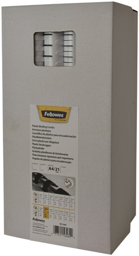 Reliure Fellowes 10mm 21 anneaux A4 blanc 100 pièces