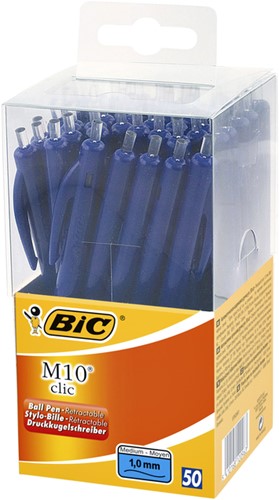 Stylo bille BIC M10 Medium bleu  boîte transparente