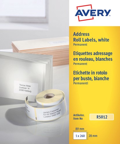 Etiquette Avery Zweckform R5012 89x28mm blanc 260 pièces