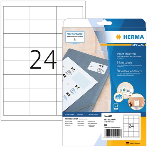 Etiquette HERMA 4820 66x33,8 blanc 600 pièces