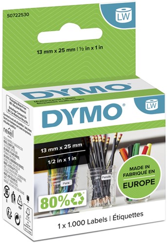 Etiquette Dymo LabelWriter multifonctionnelle amovible 13x25mm rouleau 1000 pcs blanc