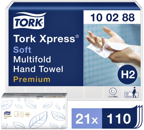 Essuie-mains papier Tork H2 Premium Multifold 100288 2 ép blanc