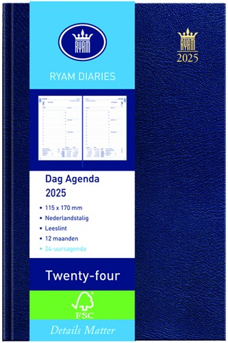 Agenda 2025 Ryam Twenty-four Mundior 1 jour/1 page bleu