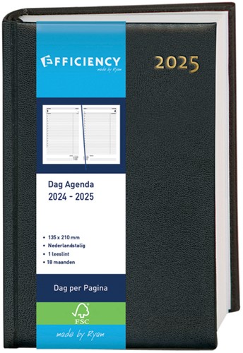 Agenda 2024-2025 Ryam Efficiency Baladek 18 mois A5 1jour/1 page noir(NL)