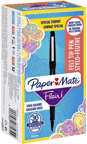 Fineliner Paper Mate Flair original Medium noir valuepack 36 pièces