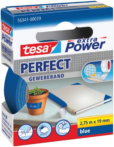 Toile adhésive tesa® extra Power Perfect 2,75mx19mm bleu