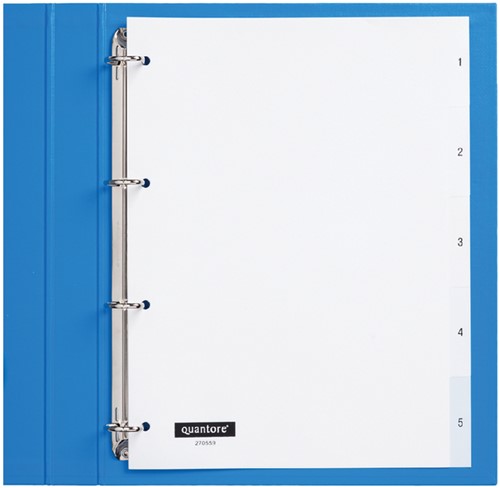 Intercalaires Quantore 4 perforations 1-5 numérotés PP blanc