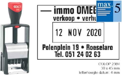 Woord-datumstempel Colop 2360 personaliseerbaar 30x45