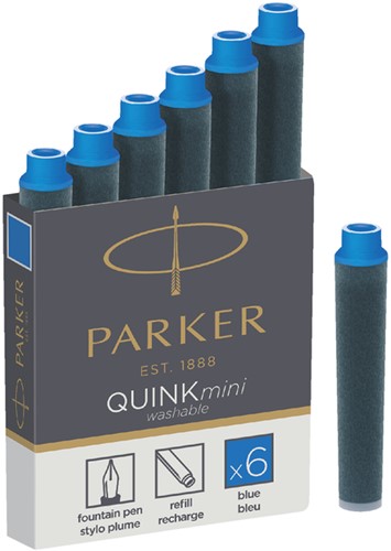 Cartouche d’encre Parker Quink Mini pour Parker Esprit bleu boîte 6 pièces