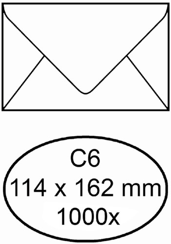 Enveloppe IEZZY C6 114x162mm gommé blanc 1000 pièces