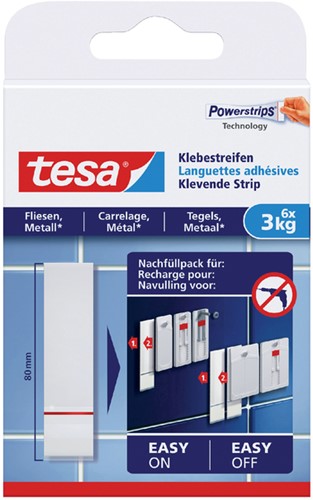 Kleefstrips tesa® tegels & metaal 3kg wit 6 stuks