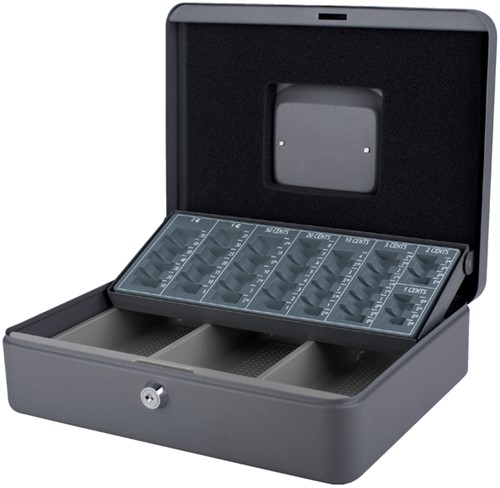 Coffret caisse Pavo avec trieur monnaie 300x240x90mm gris