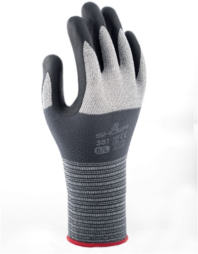 Handschoen Showa 381 grip nitril M grijs