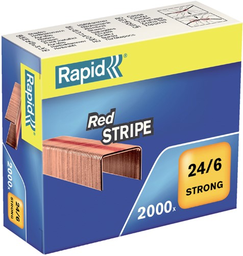 Agrafes Rapid 24/6 Redstripe cuivrée 2000 pièces